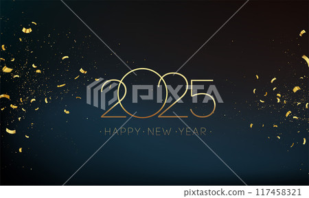 2025 New Year Abstract shiny color gold design element 2025 New Year Abstract shiny color gold design element 117458321