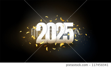 2025 New Year Abstract shiny color gold design element 117458341