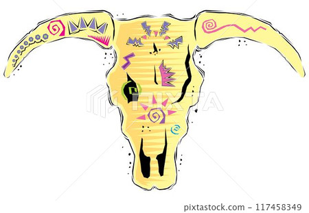 abstract cow skull pattern geometric outlines tattoo 117458349