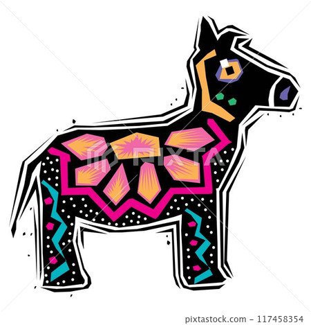 Donkey Colorful Polygonal low Poly Set. Collection of Donkey in Colorful Abstract Vector 117458354