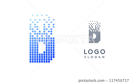 Pixelated Letter B transitioning into scattered pixels with gradient colors creating modern, digital effect like equalizer. Abstract logo for tech software and digital media. Vector illustration. Pixelated Letter B transitioning into scattered pixels with gradient colors creating modern, digital effect like equalizer. Abstract logo for tech software and digital media. Vector illustration. 117458717