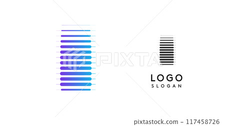 Heavy futuristic tech-inspired letter I, dynamic gradient stairs logo, bold space letter for impactful modern branding, innovative logo, contemporary design, cutting-edge typography. Vector monogram 117458726