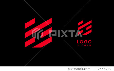 Abstract red geometric letter B with parallel lines. Stripes modern logotype concept, futuristic design for an innovative company, minimalist sporty and technological power style. Vector illustration 117458729