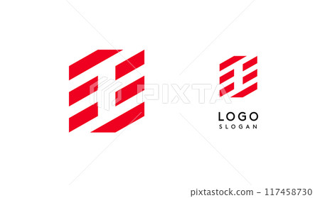 Abstract red geometric letter O with parallel lines. Stripes modern logotype concept, futuristic design for an innovative company, minimalist sporty and technological power style. Vector illustration 117458730