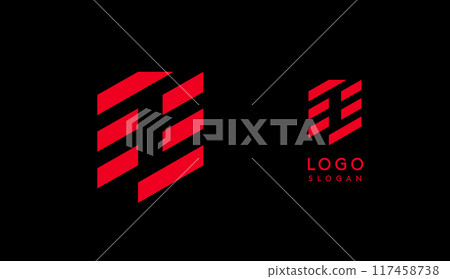 Abstract red geometric letter Q with parallel lines. Stripes modern logotype concept, futuristic design for an innovative company, minimalist sporty and technological power style. Vector illustration 117458738