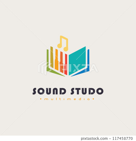 Music logo icon vector illustration Music Notes with Line Art Style for Chord Choir Concert or Song Sing Musical Symphony Sheet logo design 117458770