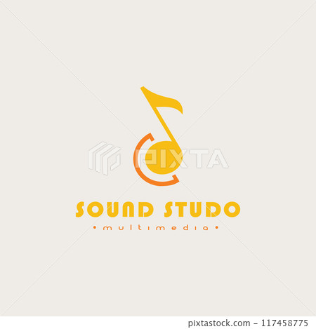 Music logo icon vector illustration Music Notes with Line Art Style for Chord Choir Concert or Song Sing Musical Symphony Sheet logo design 117458775