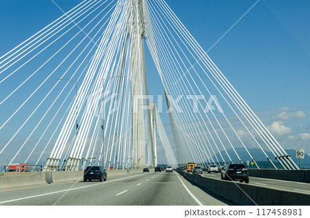 Cable-Stayed Port Mann Bridge over Fraser river 117458981