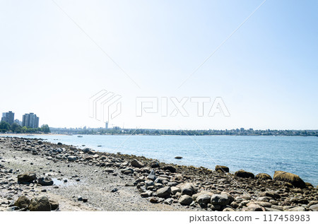 View of English Bay from Stanley Park Beach 2, Vancouver, BC, Canada View of English Bay from Stanley Park Beach 2, Vancouver, BC, Canada 117458983