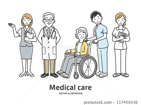 醫護人員支持坐輪椅的老年女性患者 117459336