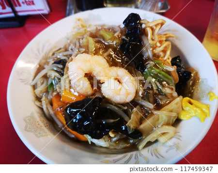 Firm Fried Noodles at a Chinese Restaurant 117459347
