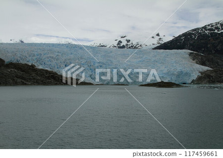 Glaciers in patagonia from ferry from Puerto Natales 117459661