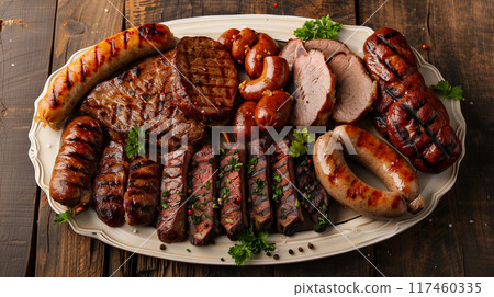 All Meat Platter Overhead. Generative AI. 117460335