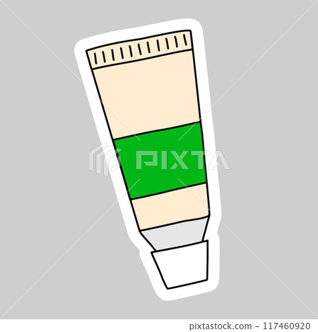 Sticker with green paint tube, doodle style vector 117460920
