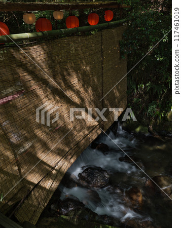 Kibune riverside terrace and blinds 117461019