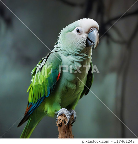 Green parrot on a gray background 117461242