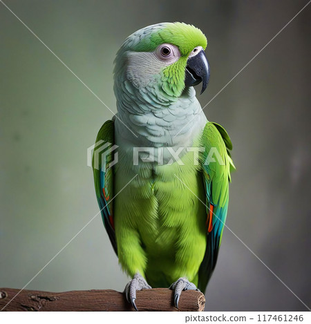 Green parrot on a gray background 117461246
