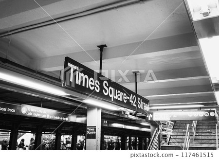 New York Subway Times Square 42nd Street Station monochrome New York Subway Times Square 42nd Street Station monochrome 117461515