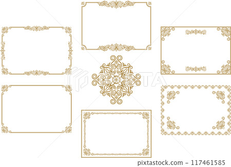 Classic, elegant and gorgeous decorative frame set in gold and red 117461585