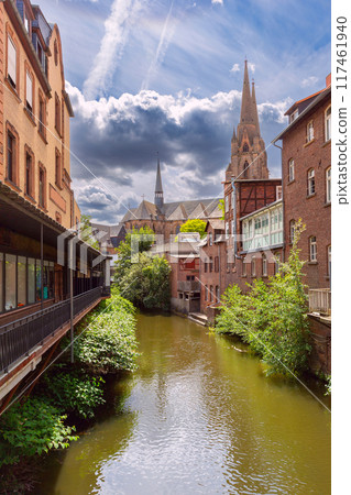 Old Canal with St Elizabeth Church, Marburg, Germany 117461940