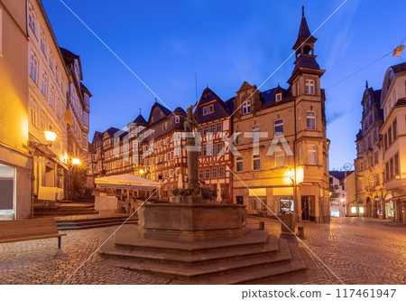 Historic Square in Marburg, Germany at Dusk 117461947