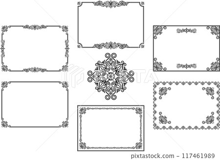 Classic, elegant and gorgeous decorative frame set in monotone black Classic, elegant and gorgeous decorative frame set in monotone black 117461989