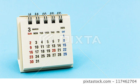 Simple calendar for March 2025 Desk calendar 117462704