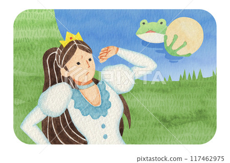 Grimm's Fairy Tales: The Frog King, watercolor illustration 117462975