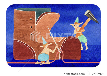 格林童話:矮人鞋匠水彩插圖 格林童話:矮人鞋匠水彩插圖 117462976