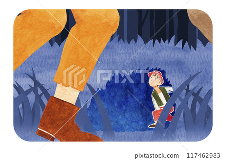 格林童話拇指男孩水彩插圖 格林童話拇指男孩水彩插圖 117462983