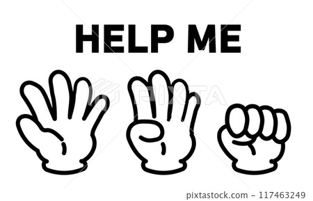 Illustration of a hand sign asking for help 117463249