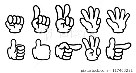 Pointing and hand sign mark set illustration Pointing and hand sign mark set illustration 117463251