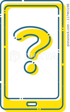Blue dashed question mark and smartphone Blue dashed question mark and smartphone 117463286