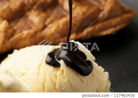 Freshly baked croffles served with ice cream Freshly baked croffles served with ice cream 117463430