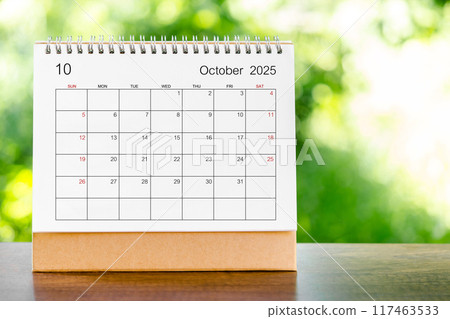October 2025 Calendar desk. 117463533