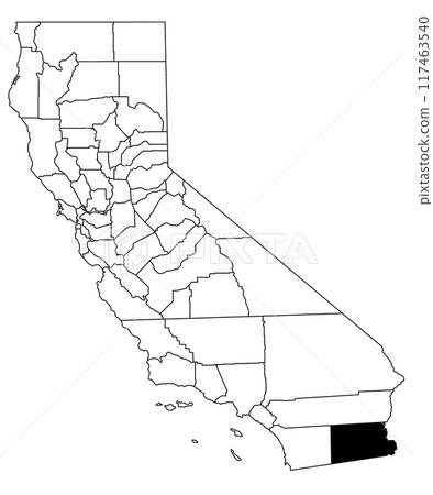 Map of imperial County in California state on white background. single County map highlighted by black colour on California map. UNITED STATES, US Map of imperial County in California state on white background. single County map highlighted by black colour on California map. UNITED STATES, US 117463540