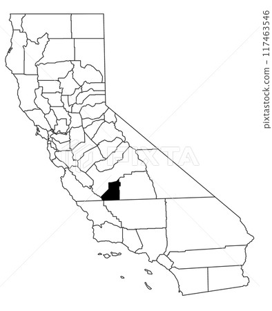 Map of kings County in California state on white background. single County map highlighted by black colour on California map. UNITED STATES, US 117463546