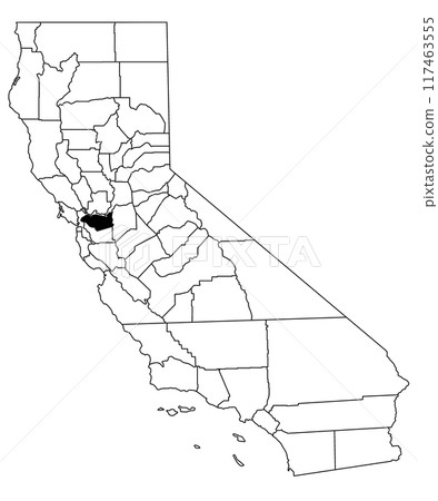 Map of Martinez County in California state on white background. single County map highlighted by black colour on California map. UNITED STATES, US Map of Martinez County in California state on white background. single County map highlighted by black colour on California map. UNITED STATES, US 117463555