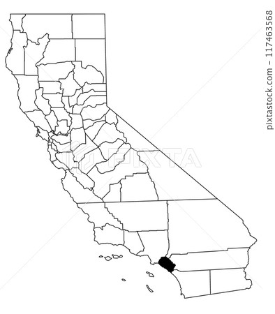 Map of orange County in California state on white background. single County map highlighted by black colour on California map. UNITED STATES, US 117463568
