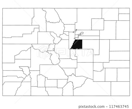 Map of Douglas County in Colorado state on white background. single County map highlighted by black colour on Colorado map. UNITED STATES, US 117463745