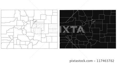 Colorado administrative map, Colorado outline and solid map set - illustration version Colorado administrative map, Colorado outline and solid map set - illustration version 117463782
