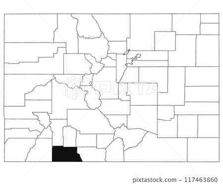 Map of archuleta County in Colorado state on white background. single County map highlighted by black colour on Colorado map. UNITED STATES, US Map of archuleta County in Colorado state on white background. single County map highlighted by black colour on Colorado map. UNITED STATES, US 117463860
