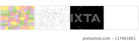 Colorado administrative map, Colorado outline and solid map set - illustration version 117463861