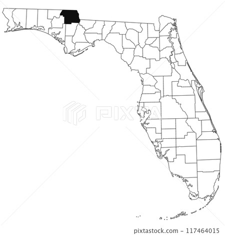 Map of Jackson County in Florida state on white background. single County map highlighted by black colour on Florida map. UNITED STATES, US 117464015