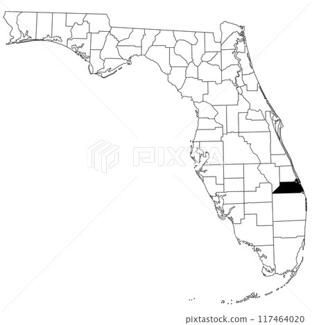 Map of Martin County in Florida state on white background. single County map highlighted by black colour on Florida map. UNITED STATES, US 117464020