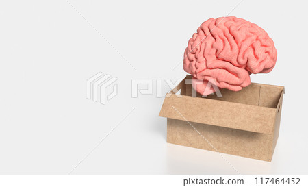 The Human Brain in paper box for creative or sci concept 3d rendering . 117464452