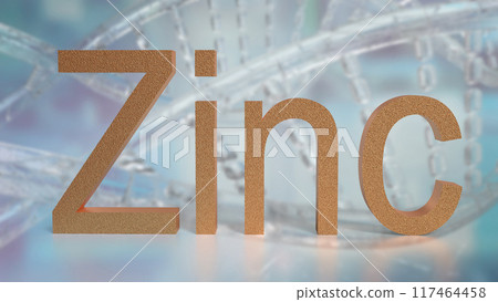 The Zinc text on dna Background for sci or health concept 3d rendering. 117464458