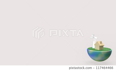 The Eco fan wind and Earth for generator electric for energy or ecology concept 3d rendering. 117464466