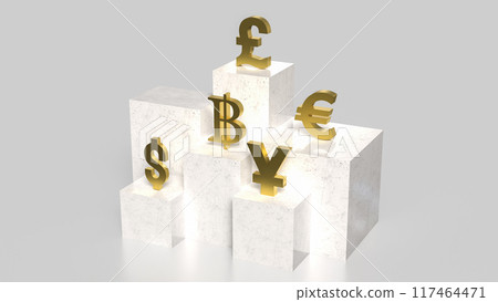 The Gold money symbol for Business concept 3d rendering. 117464471