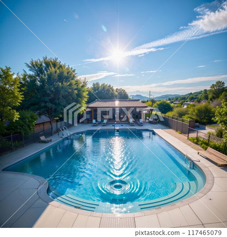 Large swimming pool under the blue sky 117465079